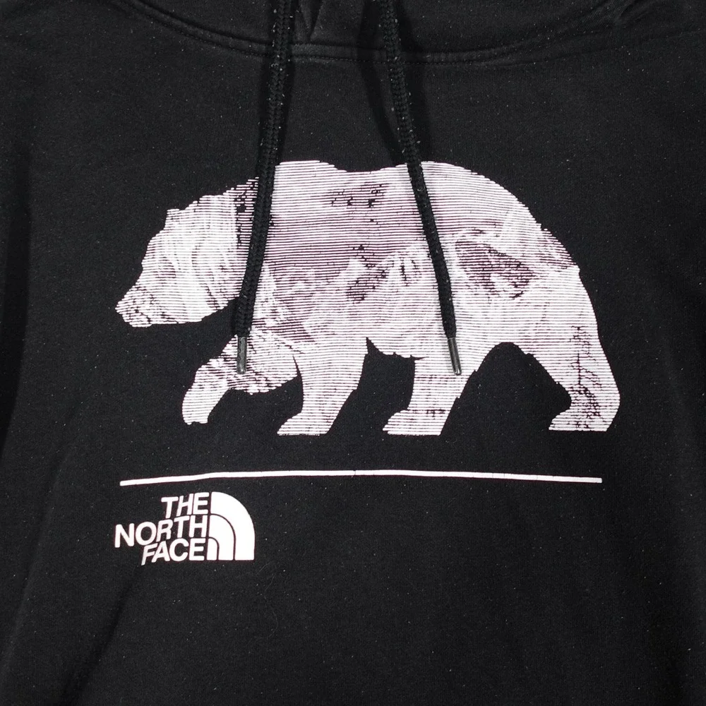 The North Face Hoodie Mens L Black Bear Graphic Pullover Outdoor Casual Fleece